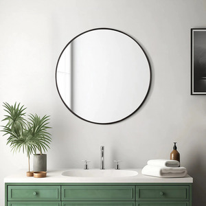 Round Bathroom Wall Mirror - Black / 50cm / 2.9kg by lifeideas