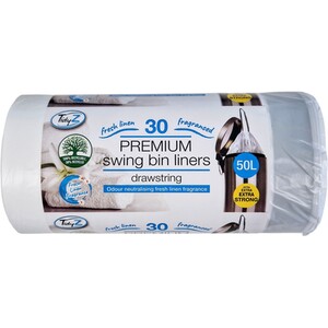 Pack of 30 Fragranced Draw String Extra Strong Sacks 50L by Tidyz