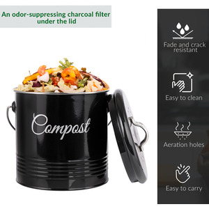 Innoteck Indoor Round 3L Compost Bin With Chrome Handle - Black by Innoteck