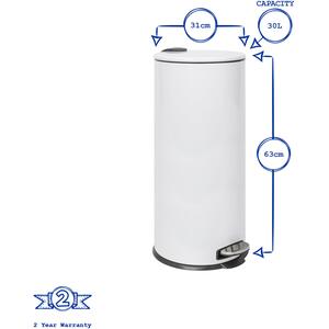 Round Stainless Steel Kitchen Pedal Bin - 30L - Black by Harbour Housewares