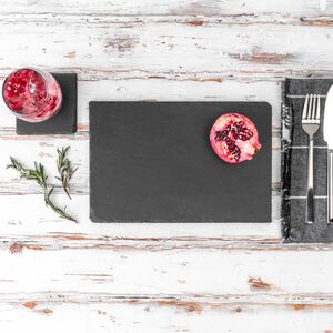Argon Tableware Slate Placemats Coasters Set - 30cm x 20cm - Grey - Grey by Argon Tableware