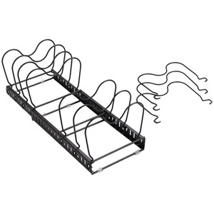 Expandable Cookware Rack Adjustable Pan Organizer - Black by Livingandhome