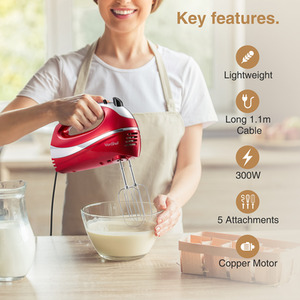 300W Electric Hand Mixer with 3 Attachments by VonShef