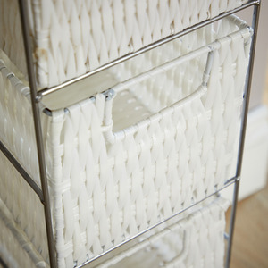 Ankara Wicker 4 Drawer Tower Storage Unit - White & Silver by Home Source