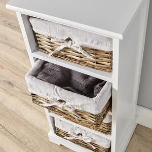 Home Source Lichfield 4 Willow Basket Drawer Chest Storage Unit - White by Home Source