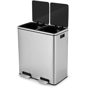 60L Step Trash Garbage Can - Silver by Costway