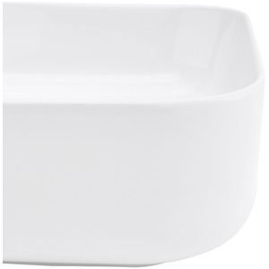 White Ceramic Square Countertop Wash Basin - White by Livingandhome