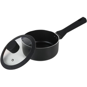 Ayano Soft Touch Non Stick Saucepan with Lid - Black / 18cm by Kitchenmaster