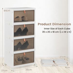 Foldable Shoe Storage Cabinet - White by Costway
