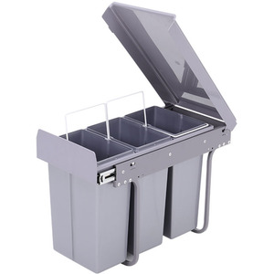 Pull-Out Kitchen Undermount Waste Bin Trash Can - Grey / 101010l by Livingandhome
