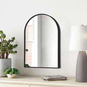 Arched Black Aluminum Alloy Frame Wall Mirror - Clear / 40cm / 50cm by Livingandhome