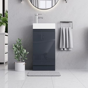BELOFAY Denvor Grey 400mm Floor Standing Bathroom Vanity Unit With Basin - Grey by Belofay