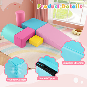 6 Pieces Climb and Crawl Activity Playset - Pink by Costway