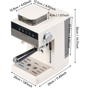 Espresso Coffee Machine with Integrated Coffee Grinder and Milk Frother - Cream-white by Livingandhome
