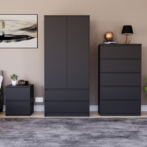 Denver Bedroom Set (2 Drawer Bedside, 5 Drawer Chest, 2 Door 2 Drawer Wardrobe) by Vida Designs