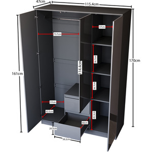 Vida Designs Glinton 3 Piece FSC Bedroom Set - Grey by Vida Designs