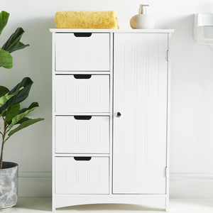 Holbrook Free Standing Bathroom Storage Cabinet with Shelving - white by VonHaus