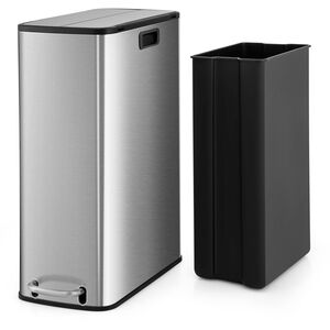Recycle Pedal Kitchen Trash Can - Silver by Costway