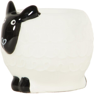 Highland Flock 3D Ceramic Hand Painted Sheep Egg Cup - White and Black