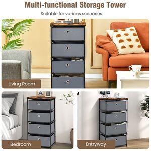 Chest of Drawers Storage Tower - Grey by Costway