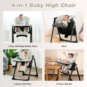 4-in-1 Baby High Chair Foldable Feeding Chair - Grey by Costway