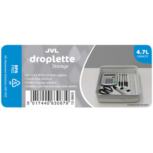 Droplette Design Plastic Storage Tray - Grey by JVL