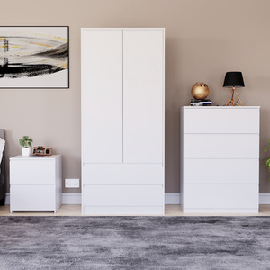 Denver Bedroom Set (2 Drawer Bedside, 4 Drawer Chest, 2 Door 2 Drawer Wardrobe) by Vida Designs