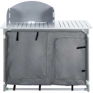 Folding Portable Camping Table Kitchen Cookware Storage Cupboard - Grey by Livingandhome