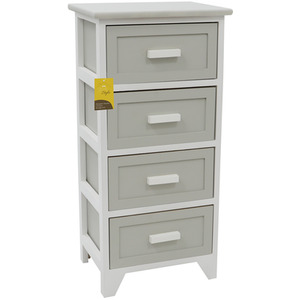 JVL Abingdon 4 Drawer Willow Storage Unit - Grey by JVL