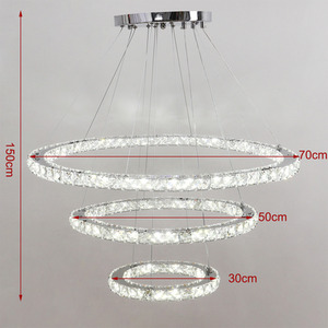 LED Crystal Pendant Hanging Ceiling Light - Silver / 30 - 70 cm by Livingandhome