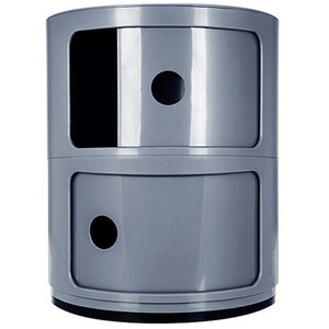 Round Beside Table Filling Cabinet Chest Unit Stockable - Grey / 2 by Livingandhome