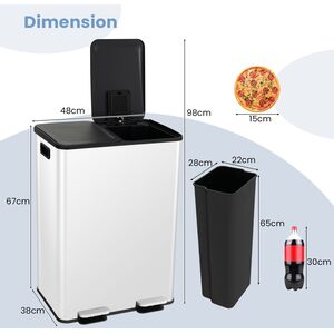Recycle Pedal Kitchen Bin - White by Costway