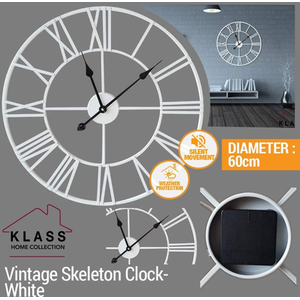 Silent Open Face Large Wall Clock White - White / 40cm by Klass Home Collection