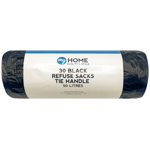 Refuse Sacks Tie Handle 50L - Black / 30 by My Home