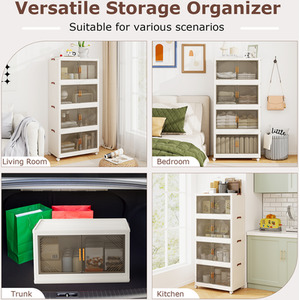 284L Folding Storage Bins with Lid - White by Costway