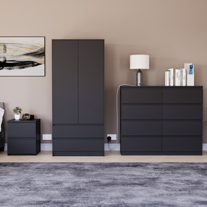 Denver Bedroom Set (2 Drawer Bedside, 8 Drawer Chest, 2 Door 2 Drawer Wardrobe) by Vida Designs