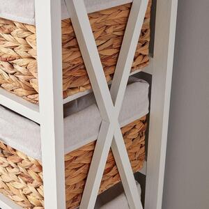 Home Source Dartmouth 3 Wicker Basket Drawer Chest Storage Unit - White by Home Source