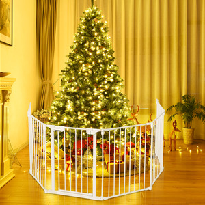 6-Panel Baby Pet Gate Baby Safety Playpen - White by Costway