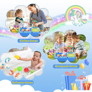 Kitchen Play Sink with Running Water - Blue