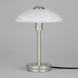 Alabaster Shade Touch Table Lamp - Satin Nickel by Litecraft