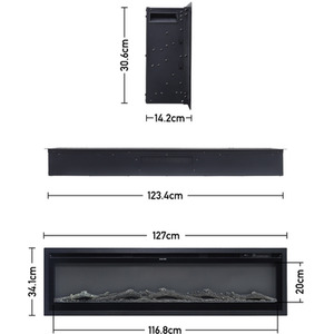 Electric Fireplace with Remote - Black / 127cm by Livingandhome