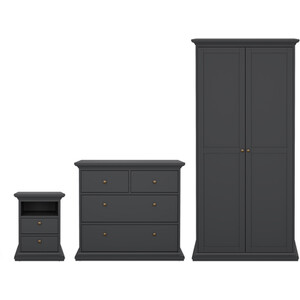 Paris 3 Piece Bedroom Set - Matt Grey