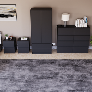 Denver Bedroom Set (2 Drawer Bedside(x2), 8 Drawer Chest, 2 Door Wardrobe) by Vida Designs