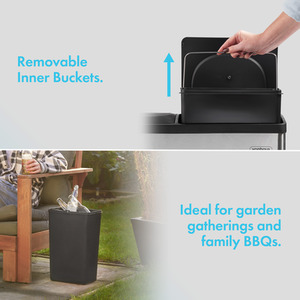 Kitchen Bin with Double Recycling Compartments - Silver by VonHaus