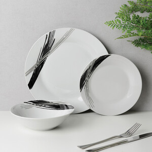 12-Piece Stria Dinner Set - White