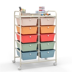 10-Drawer Storage Cart Rolling Cart - Macaron by Costway