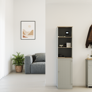 Priano 1 Door 2 Shelf Tall Cabinet - Grey by Vida Designs