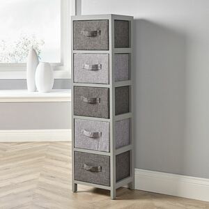 Home Source Metro 5 Fabric Drawer Chest Storage Unit - Grey by Home Source
