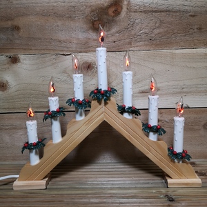 Premier 7 Flickering Bulb Christmas Candle Bridge - White by Samuel Alexander