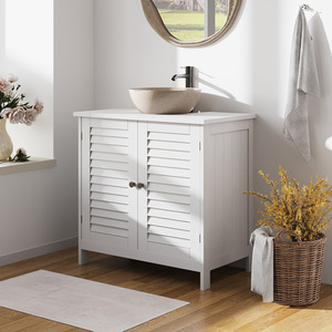 Bathroom Sink Cabinet with 2 Shutter Door - White by komore